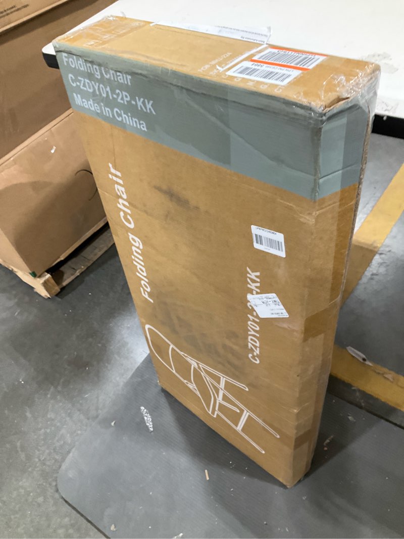 dumos 2 pack leather padded folding chair, indoor outdoor portable stackable commercial seat with steel frame, capacity for home, office, party, comfy, kahki kahki 2 pack