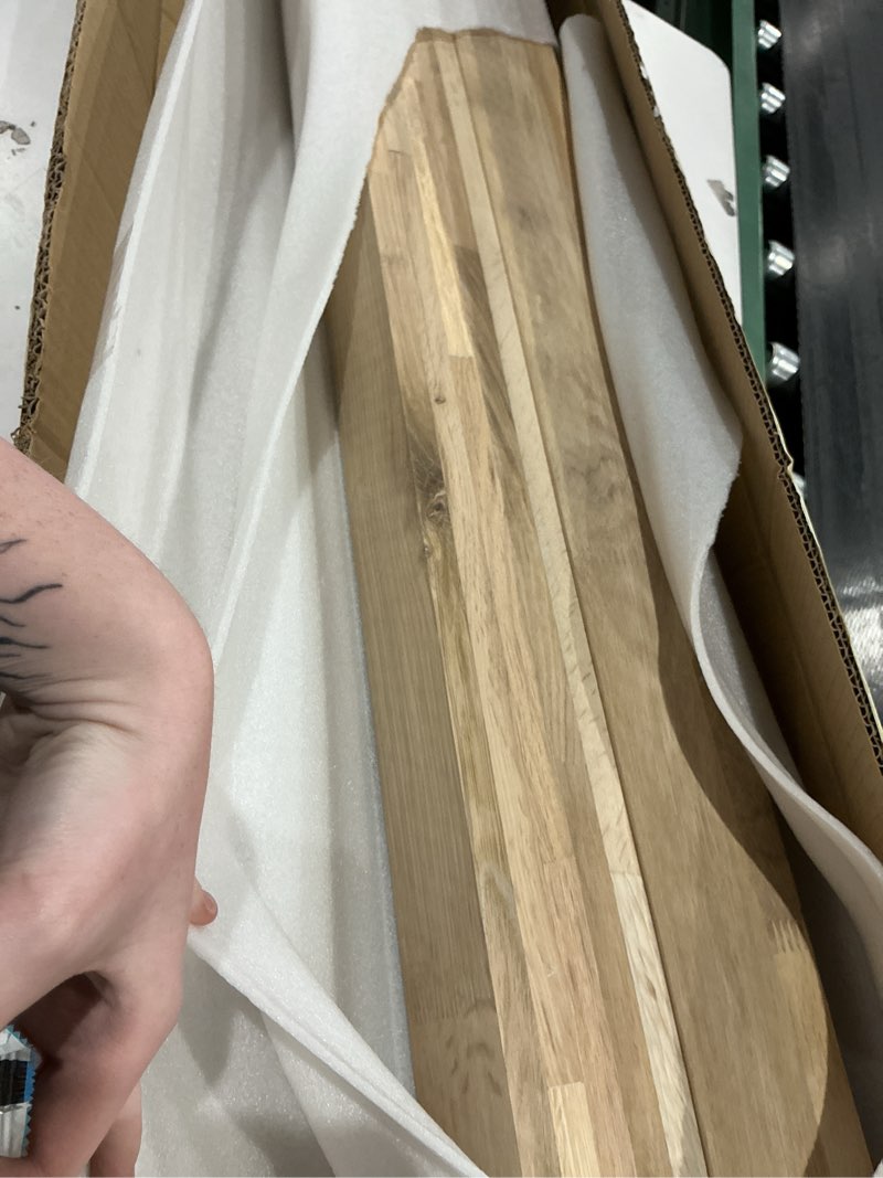Condition photo showing As Is for 2 pcs 3" x 3" x 48" solid white oak stair newel post with a single groove notched newel wood balusters for staircase interior railing newels for stair handrails 3 x 3 x 48" white oak 2
