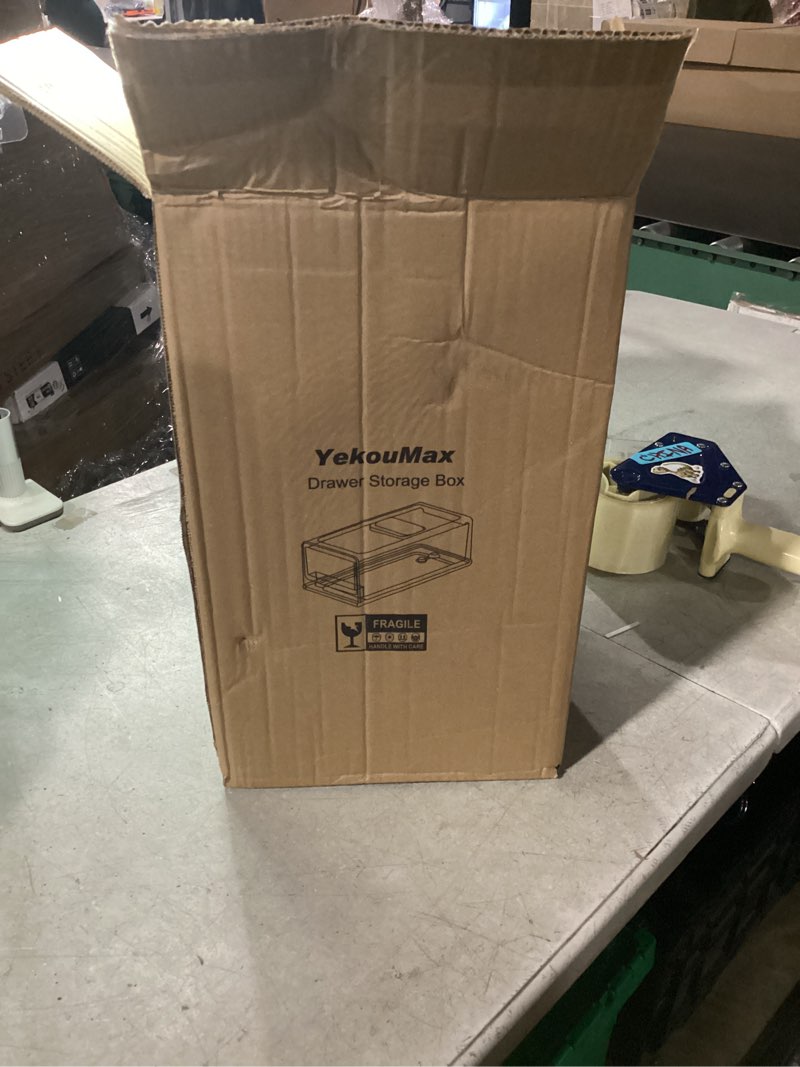 Condition photo showing New/Like New for YekouMax Pantry Organizers and Storage Bins, Refrigerator Organizer, Plastic Stackable Storage Bins with Drawers, Pull-Out Cabinet Containers for Fridge Kitchen Office (2 PACK, Extra Large & Medium)