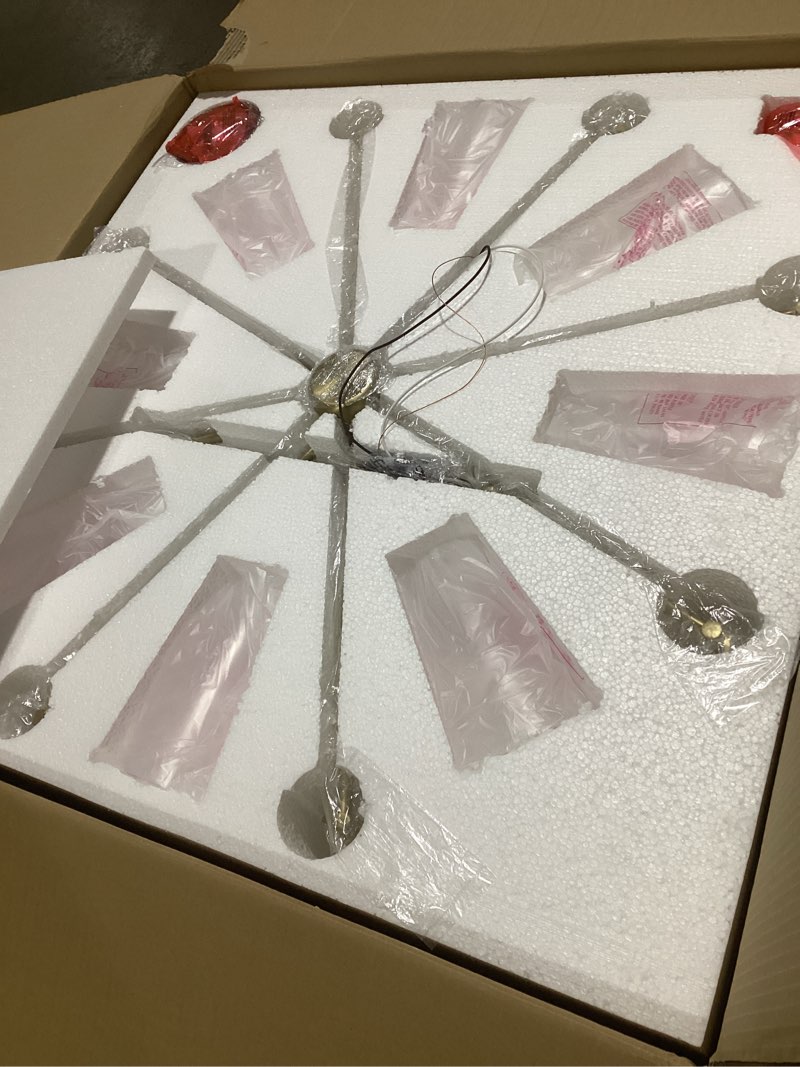 Condition photo showing Good Condition for ml lighting 217008-vb maccan 38.75" wide 8-light chandelier - vintage brass