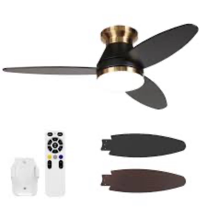 Le Breeze Luxus Flush Mount Ceiling Fans with Lights 42 Inch, 3 Blade LED Low Profile Ceiling Fans w