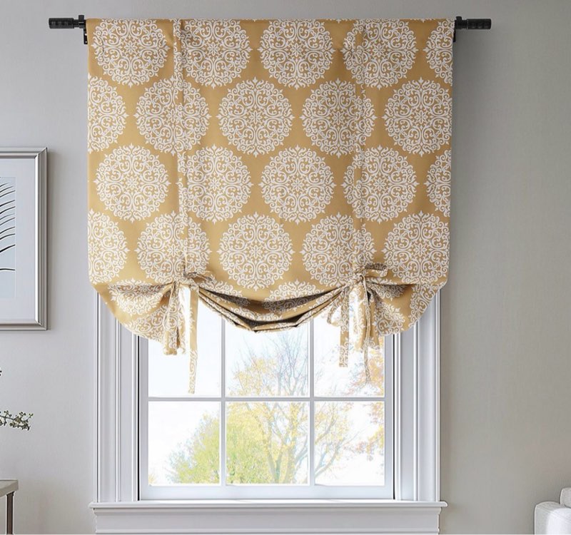 hpd half price drapes printed tie up curtains for windows, room darkening curtains 63 inches long (1