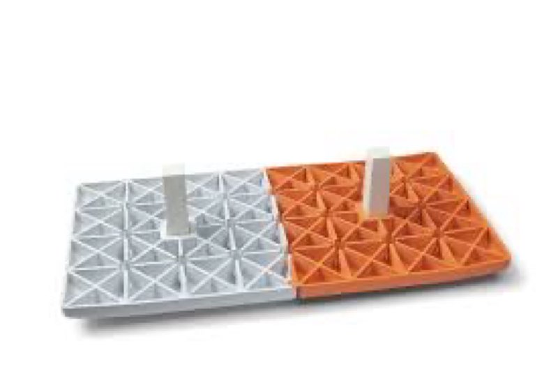 champro orange/white double first base with in-ground anchor for youth baseball, made of molded rubb