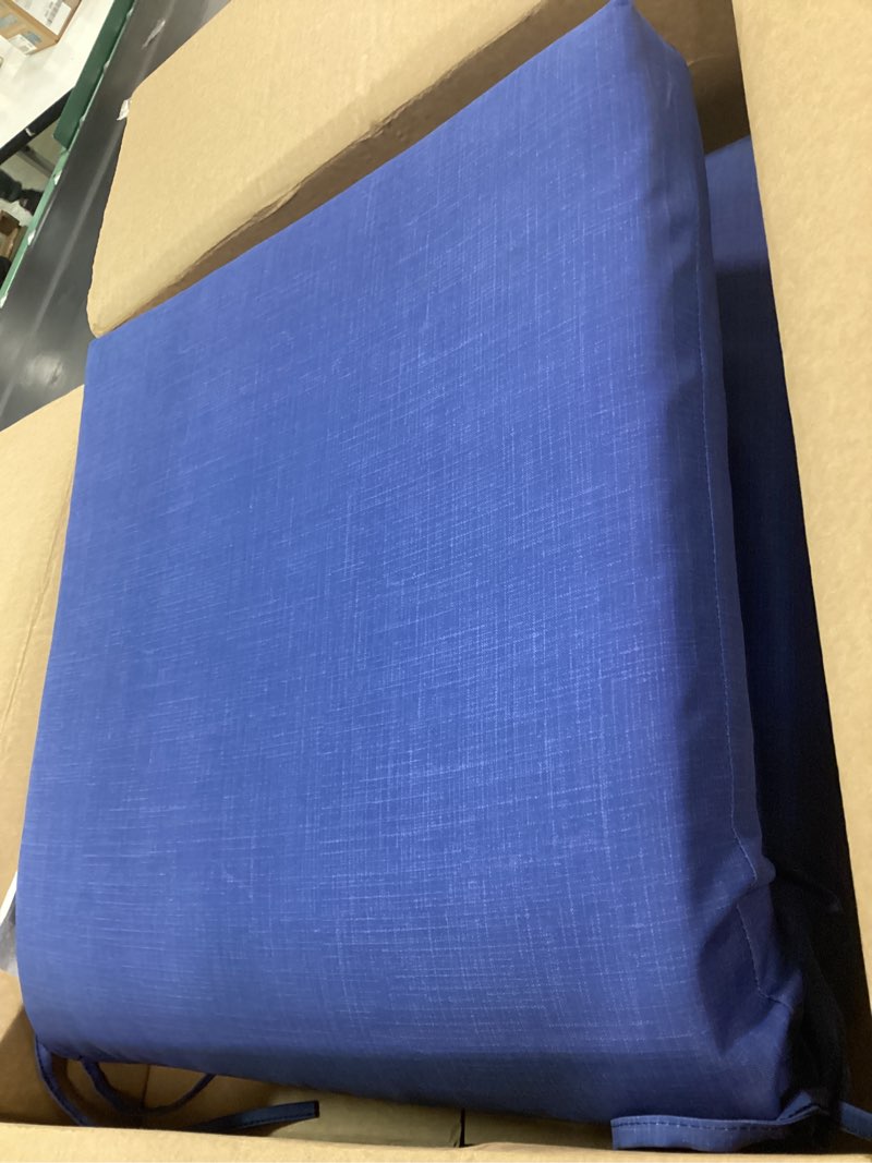Condition photo showing Good Condition for Arden Outdoor Dining Chair Cushion, 20 x 20, Rain-Proof, Fade Resistant, Cobalt Blue Texture 20"L x 20"W Cobalt Blue Texture 1