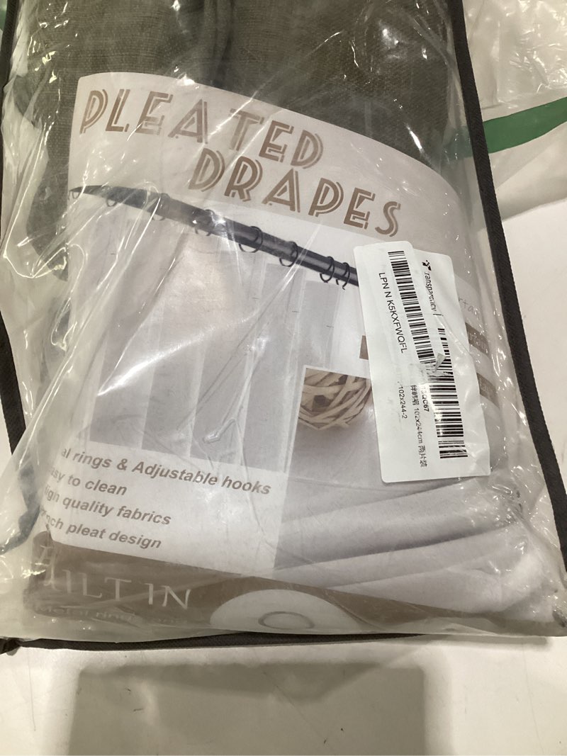 Condition photo showing As Is for pleated drapes, size unknown