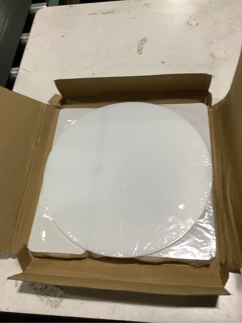 Condition photo showing New/Like New for buffet risers and stands for food platters - 4-pack with acrylic plates, foldable white cardboard display platforms for buffet table, catering, wedding, baby showers & party decor