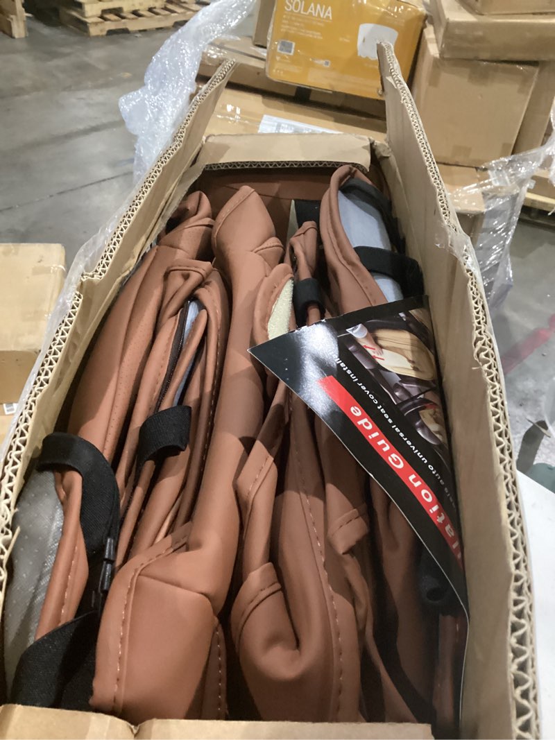 Condition photo showing Good Condition for car seat covers full set fauxleather,5 seats universal seat for cars,2023 seat cushion protector waterproof,brown leather seat set,suitable suv trucks seat covers,front pair and rear brown full set