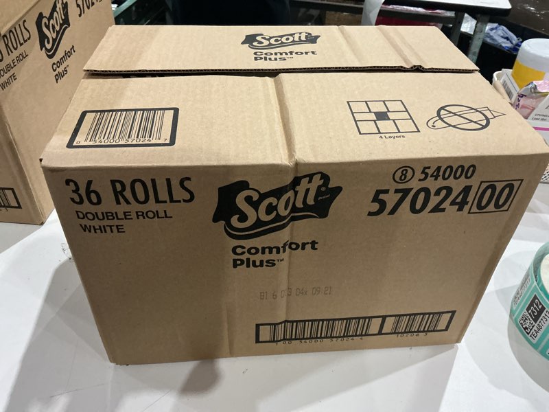 Condition photo showing New/Like New for scott comfortplus toilet paper, 36 mega rolls (2 packs of 18), 425 sheets per roll, septic-safe, 1-ply toilet tissue