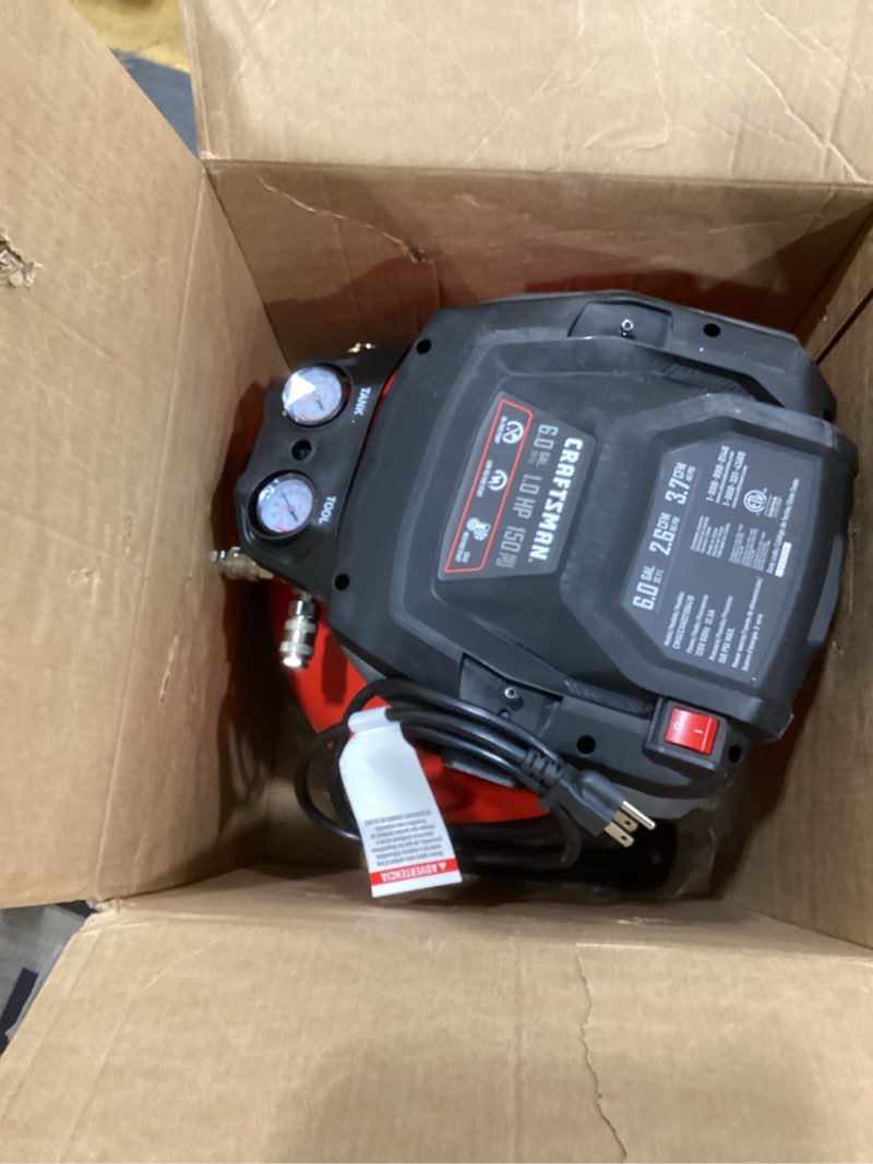 Condition photo showing As Is for Craftsman Air Compressors 6 Gallon Portable Pancake Air Compressor,Oil Free Max 150 Psi 1.0HP 2.6 CFM@90PSI Electric Air Compressor Shop Air Compressor, CMXECXA02106410