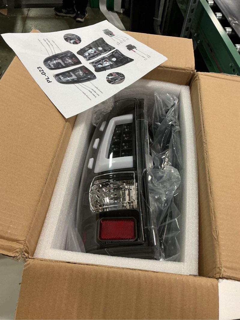 Condition photo showing As Is for Kojem LED Tail Lights Compatible with 1999-2006 Chevy Silverado 1999-2002 GMC Sierra 1500 2500 3500 LED Tube Bar Taillight Lamp (Clear Lens+Black Housing)