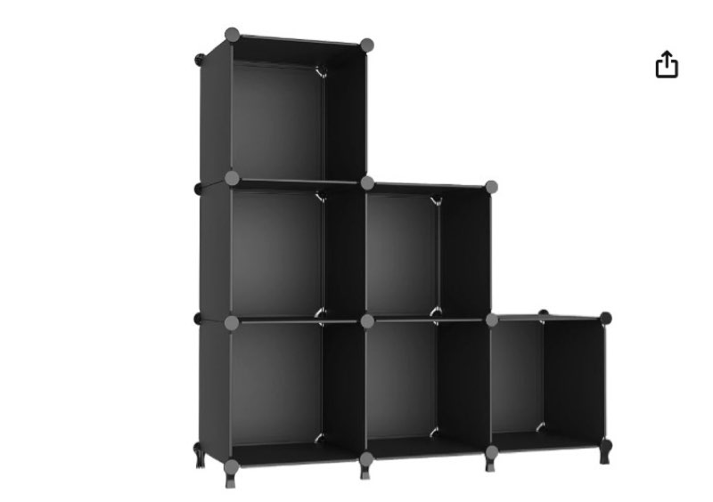 AWTATOS Closet Organizer 6 Cube Closet Storage Shelves DIY Stackable Clothes Storage Organizer Shelving for Closet Bedroom, Home, Translucent Black 