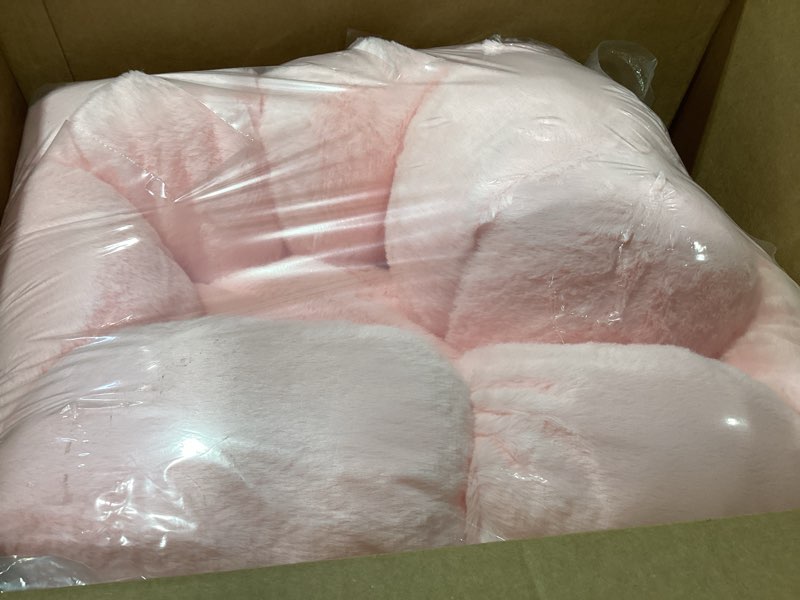 Condition photo showing New/Like New for ohgeni 27 inches calming donut dog & cat bed for medium pets, warming comfort fluffy short pile fur, durable machine washable, cute round bed for puppy and kitten, camel m (27"l x 27"w x 8.5"th) 01-camel