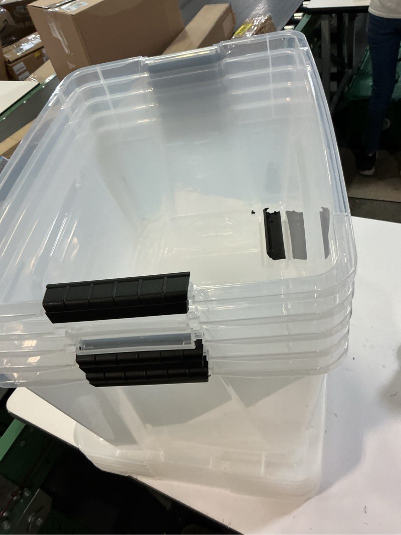 Condition photo showing Good Condition for (similar )liter plastic storage box, clear storage bin with lids set of 5