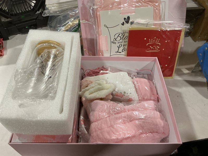 Condition photo showing Good Condition for birthday gifts for women, 13pc valentine gift basket for women birthday unique, spa basket care package get well soon box for teen girls, sister, mom, her fantasy box for mother's day