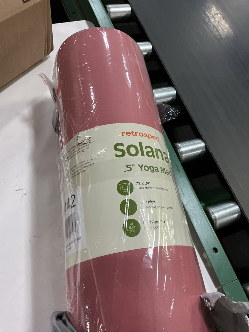 Condition photo showing New/Like New for Retrospec Solana Yoga Mat Thick 1/2in Non-Slip Workout Mat with Nylon Strap - 72x24in Exercise Mat for Pilates, Stretching & Fitness - BPA Free, Easy Clean Rose 1/2 inch