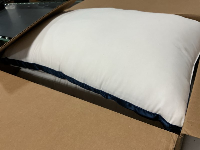 Condition photo showing As Is for King Size Pillows Set of 2 - Cooling Hotel Luxury Bed Pillows for Sleeping 2 Pack, Supportive Breathable Down Alternative Gusseted Pillow for Side Stomach or Back Sleepers Sapphire Blue King (Pack of 2)
