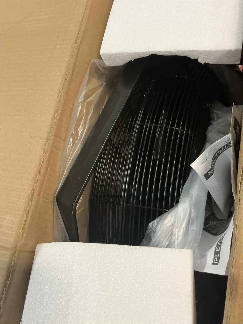 Condition photo showing As Is for Tornado 18 Inch Outdoor IPX4 Water-Resistant High Velocity Metal Industrial Wall Mount Fan For Commercial, Industrial, Residential, Greenhouse Use 3 Speed 1/6 HP 6.6 FT Cord UL Safety Listed