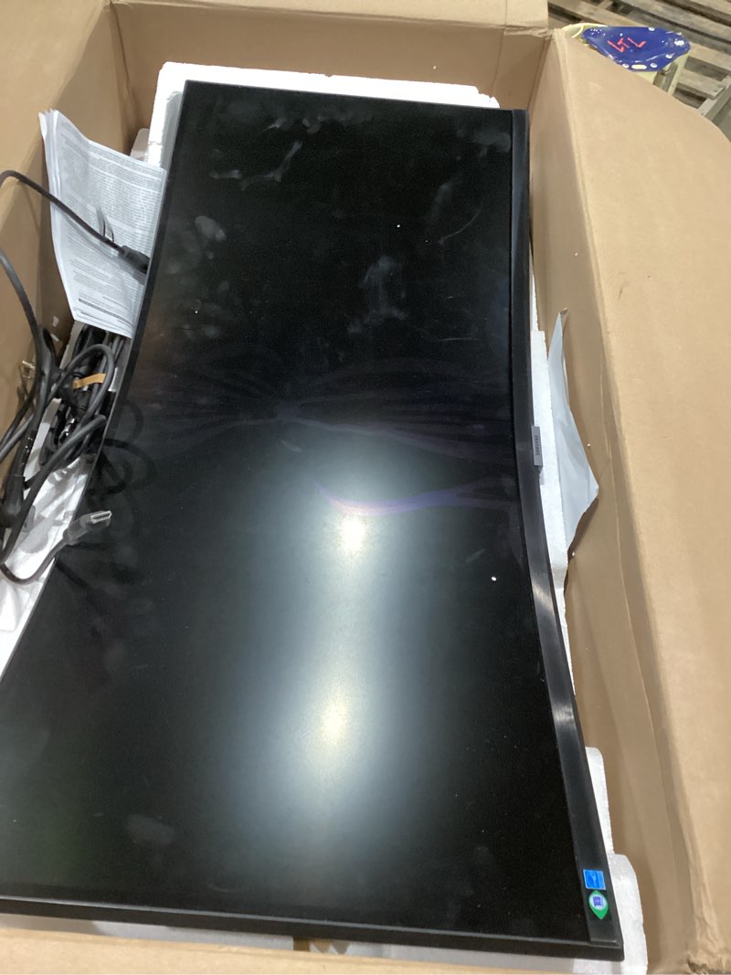 Condition photo showing As Is for samsung 34-inch viewfinity s65vc series ultra-wqhd curved computer monitor, 100hz, amd freesync, hdr10, usb-c, built-in speaker, camera, kvm switch, eye care, eco-packaging, ls34c650vanxgo, black curved usb-c + camera