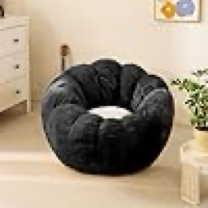 pumpkin bean bag sofa chair, bean bag chair with filler for teens, kids, toddler, comfy and lazy sofa for dorm, apartment, living room and bedroom, black