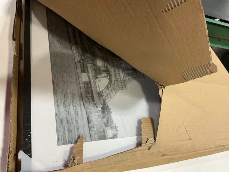 Condition photo showing New/Like New for upsimples 24x32 Poster Frame, Display Pictures 20x28 with Mat or 24 x 32 Without, Wall Hanging Picture Frames, Black, 1 Pack Black 24x32