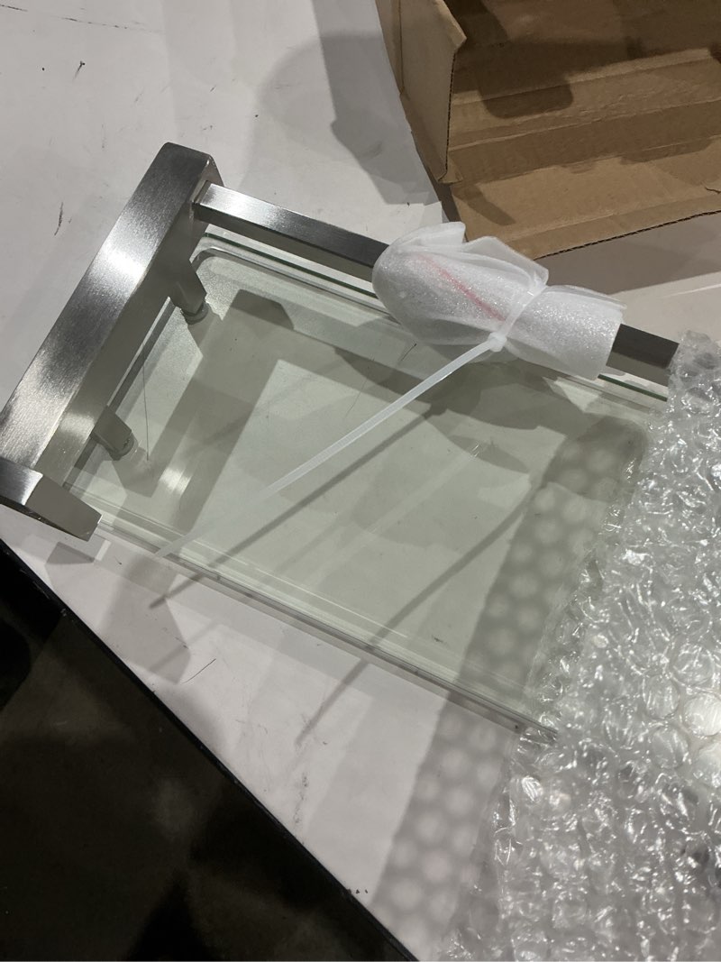 Condition photo showing Good Condition for alise bathroom shelves,brushed nickel glass shelf for bathroom, modern floating shelves,20 inch brushed nickel 20 inch