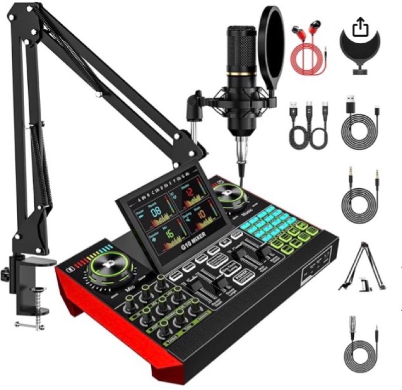 podcast equipment bundle with 3.5mm bm800 condenser microphone for pc/phone live streaming singing g