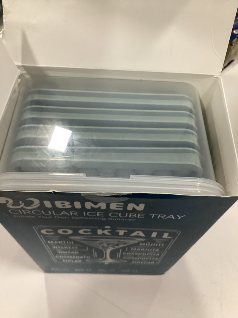 Condition photo showing New/Like New for WIBIMEN Mini Ice Cube Trays, Small Tiny Round Pebble Crushed Nugget Ice Trays for Freezer with Lid - Chilling Drinks Coffee Juice(4 Pack/0.55In - Blue) 4Pack/0.55In Blue