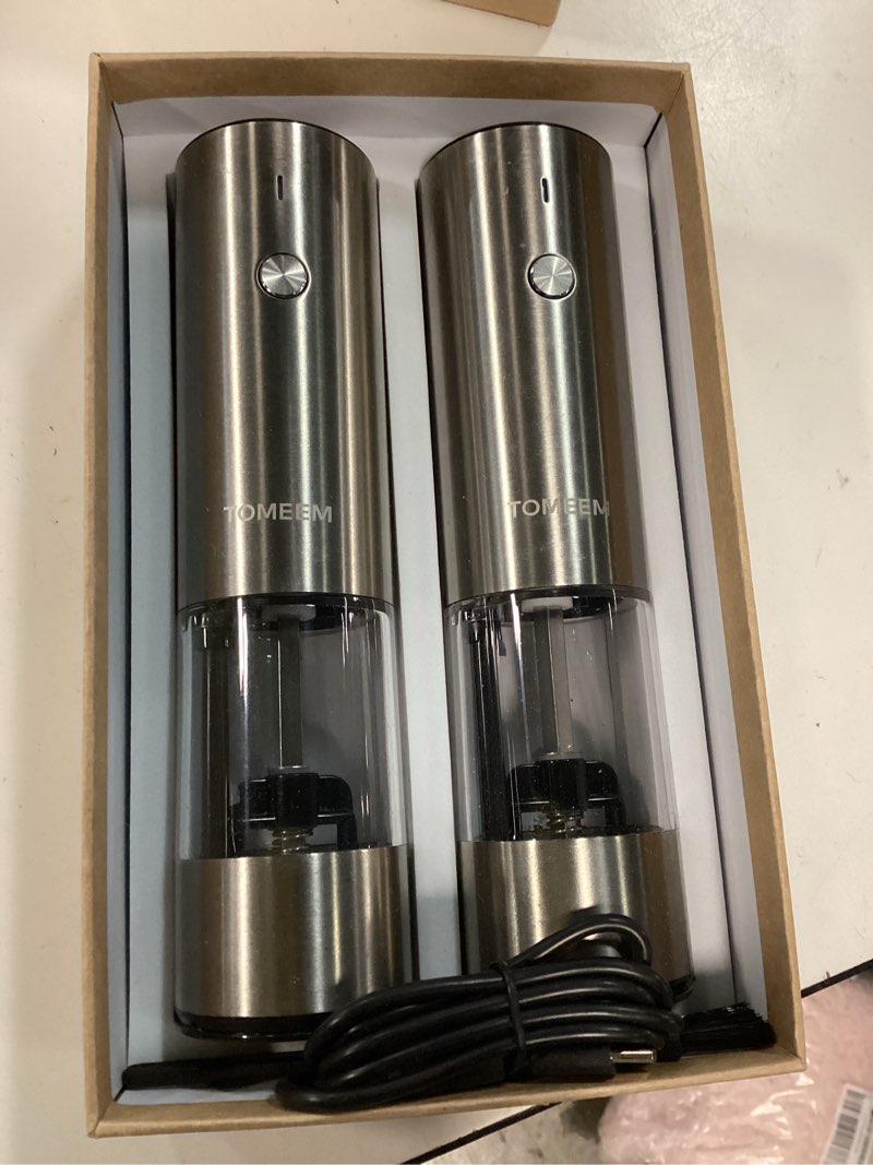 Condition photo showing Good Condition for [upgraded larger capacity] electric salt and pepper grinder set rechargeable with led lights - stainless steel automatic pepper and salt grinder refillable with 6 adjustable coarseness