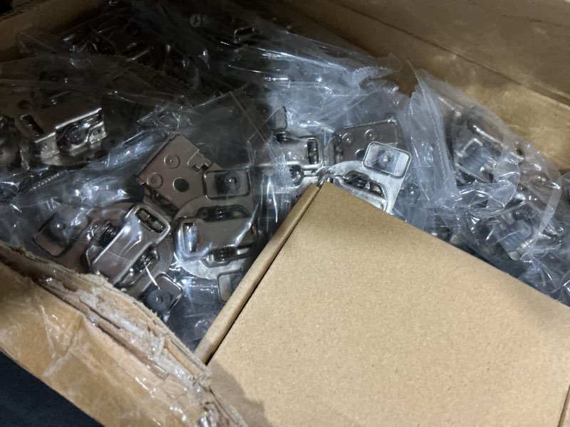 Condition photo showing New/Like New for Chibery 60 Pack 3/4" Overlay 3D Soft Close Concealed Hinge for Face Frame Door, Self Closing 105° Smooth Slow Close Quite Hinges, Hidden Stainless Steel Hinge for Kitchen Cabinet Door, Satin Nickel 60 3/4" Overlay