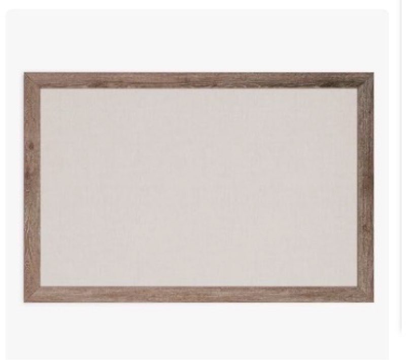 dollar boss bulletin board with linen 36'' x 24'' brown framed cork boards for walls, photo display pin board, decorative corkboard for office home school girls dorm decor with 10 pushpins,brownframe 36\" x 24\"