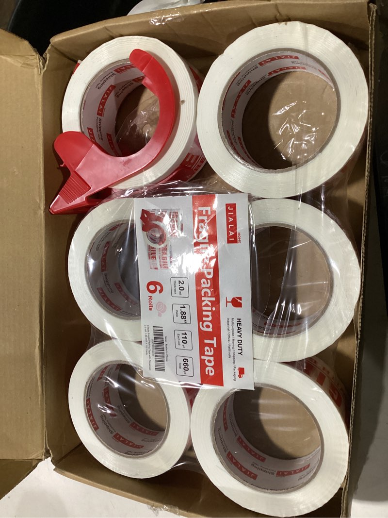 Condition photo showing New/Like New for JIALAI HOME Fragile Tape Handle with Care Packing Tape 6 Rolls, Heavy Duty Shipping Box Sealing Tape