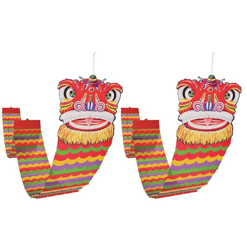 beistle 2 piece chinese new year dragon decorations, asian theme party décor