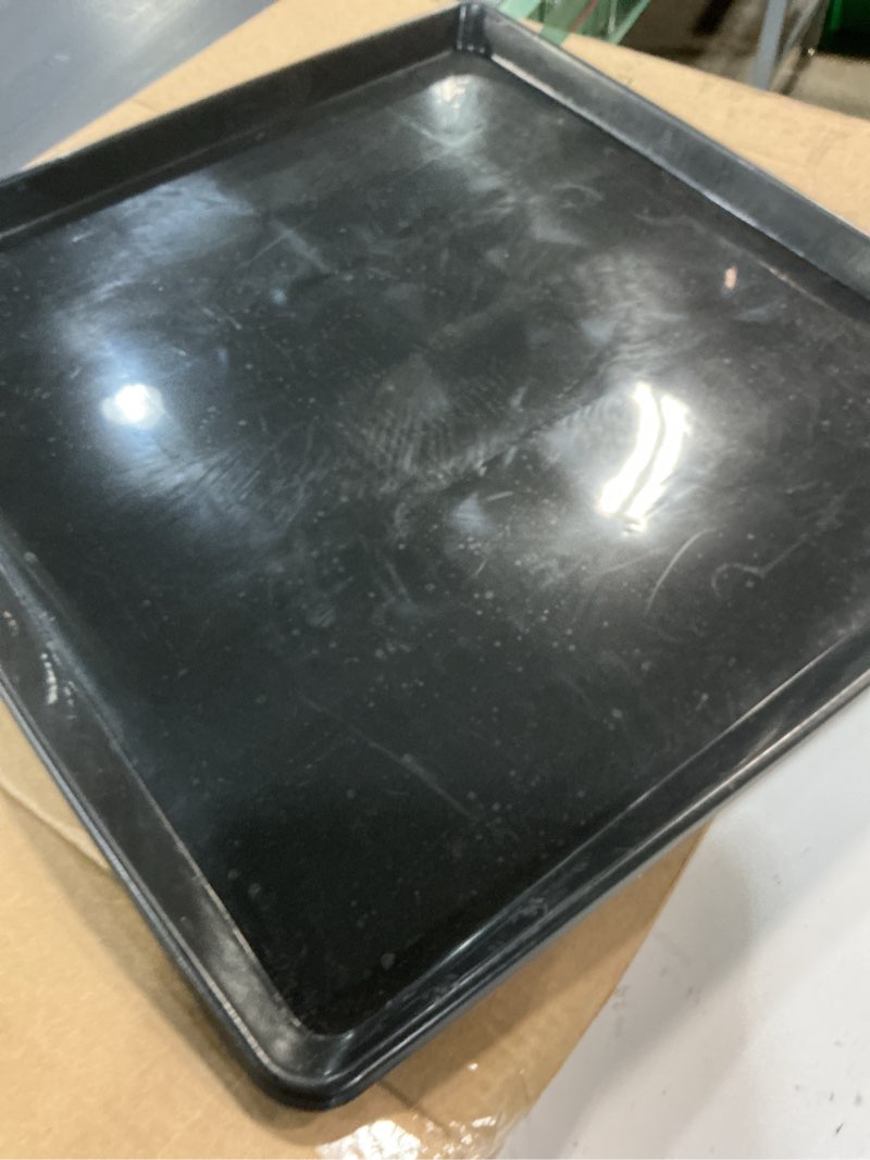 Condition photo showing Good Condition for mini fridge silicone mat, 23" x 23" x 0.8" under refrigerator floor protector mat, fridge drip pan for electrical appliances black