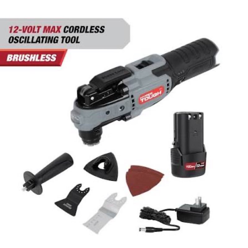 hyper tough 12v max lithium-ion brushless oscillating multi-tool with 1.5ah battery and charger