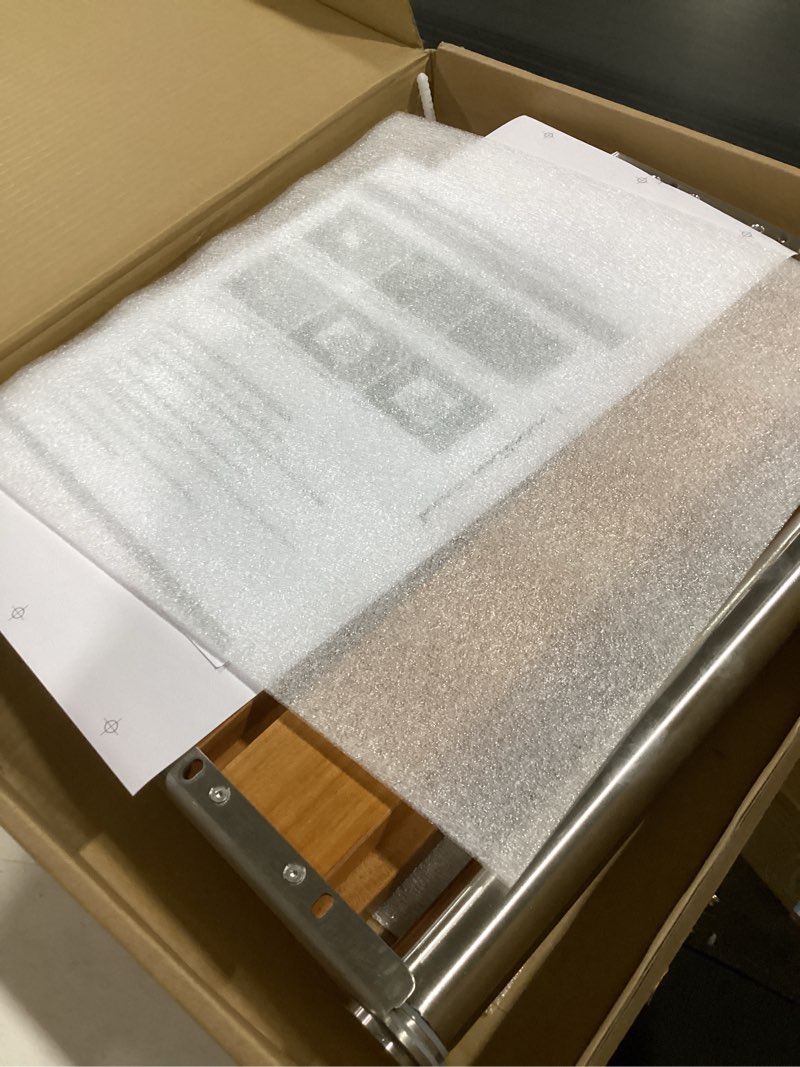 Condition photo showing As Is for Folding Shower Seat Bench Wall Mounted Teak Foldable Shower Seat Chair for Inside Shower Fold Down Shower Seat for Small Shower Spaces, Teak Wood Shower Stool 400lbs Max Load for Inside Shower 17.5" Teak Wood+304 Stainless Steel