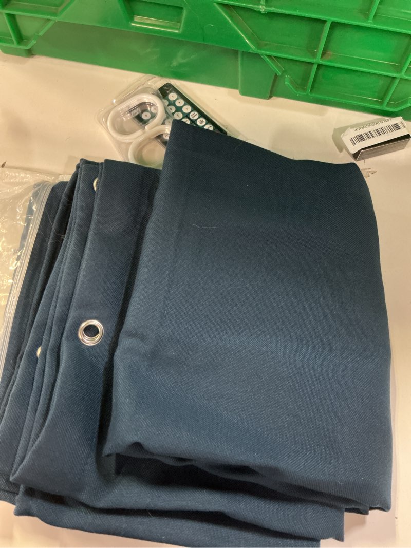 Condition photo showing As Is for Jolilight Navy Blue Shower Curtain for Bathroom Boho Farmhouse Shower Curtains Natural Aesthetic Bat