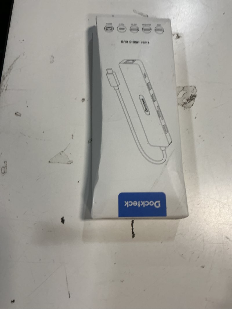 Condition photo showing New/Like New for dockteck 7-in-1 usb c hub with 4k 60hz hdmi, 1gbps ethernet, 100w power delivery, sd/tf card slots, usb 3.0 data ports for macbook, ipad pro, xps pro series