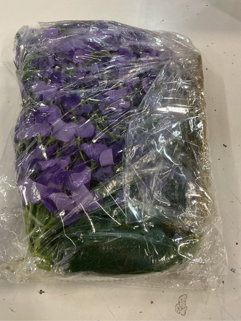Condition photo showing Good Condition for dearhouse 12 pack 3.6 feet artificial fake wisteria vine ratta hanging garland silk flowers string home party wedding decor (purple 2)