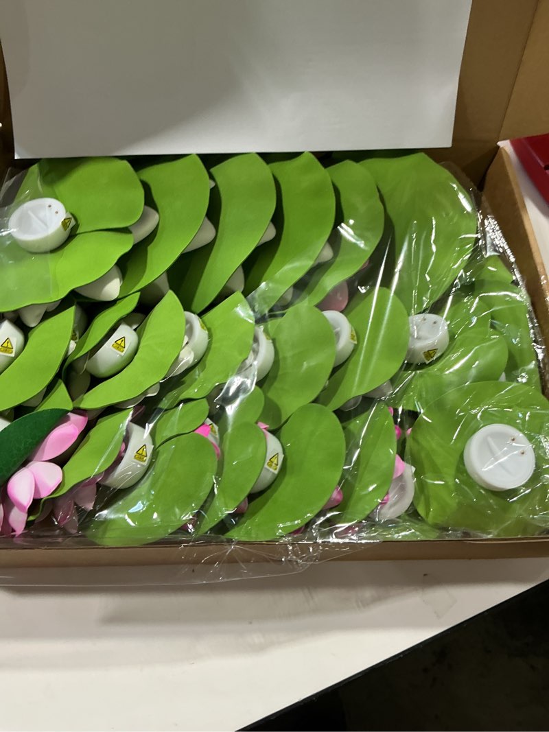 Condition photo showing Good Condition for liliful floating lights lotus floating lanterns artificial lily pads with led lights battery operated for pool party garden & pond summer decoration(white, pink,3.94, 5.91 inch) white, pink 3.94, 5.91 inch