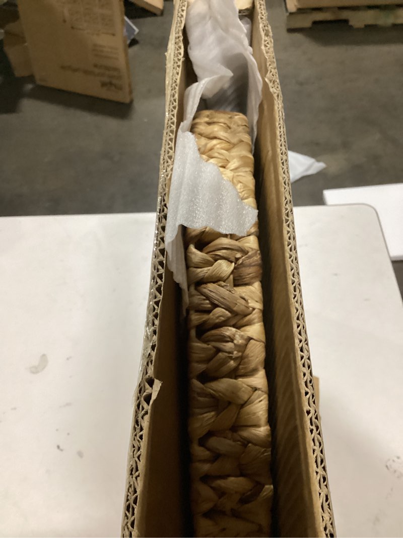 Condition photo showing As Is for Gurfuy Extra Large Round Ottoman Table Tray with Handles - 19.7" Handmade Wicker Serving Hand Woven Tray for Farmhouse Decorative Oversized Coffee Table Trays Living Room Kitchen Counter Breakfast