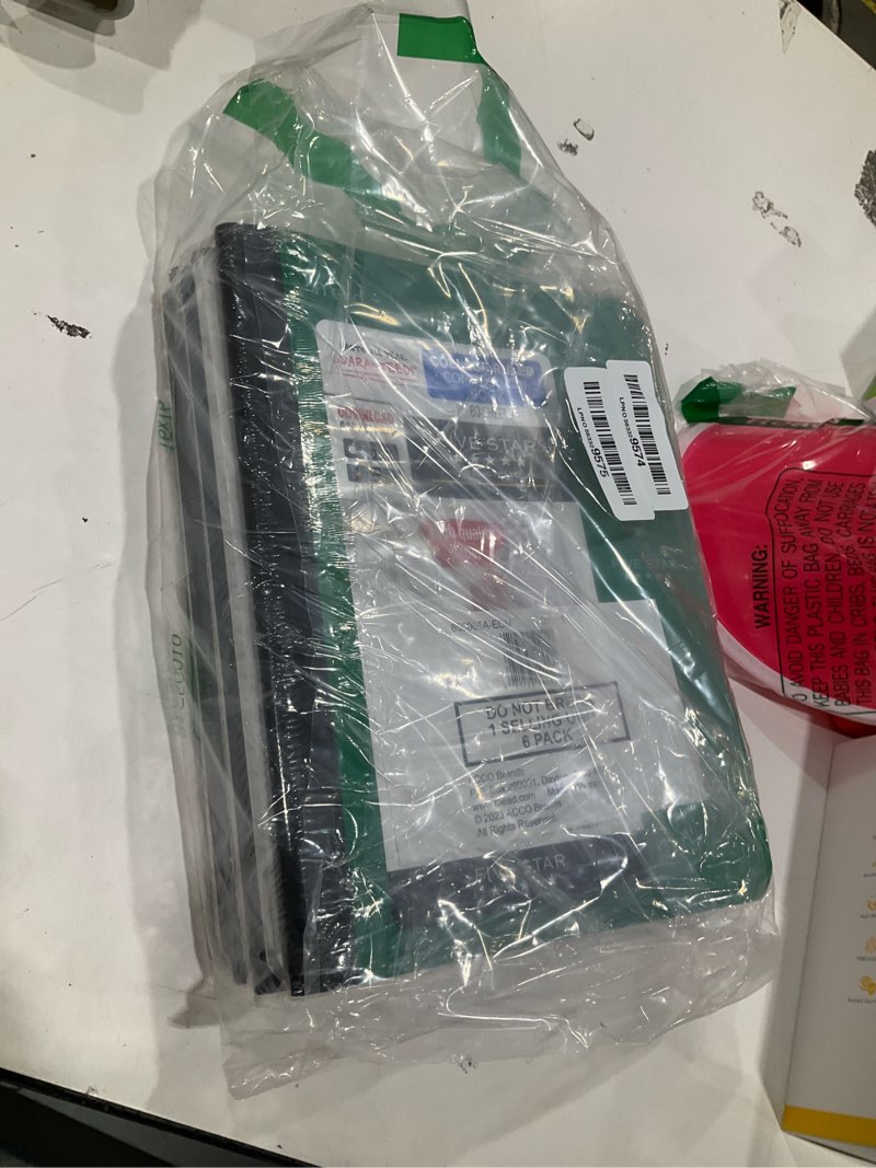 Condition photo showing New/Like New for five star composition books + study app, 6 pack, college ruled paper, 9-3/4" x 7-1/2", 80 sheets, black, red, green, blue, purple, white (850065a-ecm) 6 pack 80 sheets