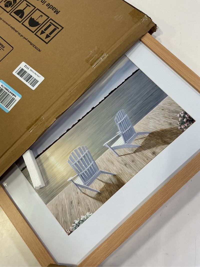 Condition photo showing Good Condition for Similar VNVNK 18x18 Frame Natural Wood Color, Perfect for 18x18 Inch Picture without Mat or 14x14 Inch Picture with Mat, Home Wall Decor Picture Frame-1 PCS 18x18 Natural
