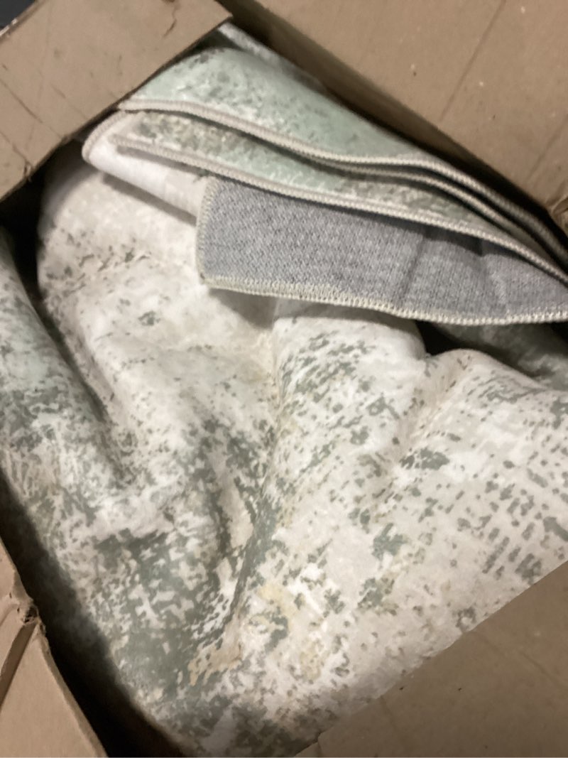Condition photo showing Good Condition for area rugs 8x10 for living room bedroom, modern abstract machine washable large light green rug soft rug, low pile floor carpet with non slip backing for dining room light green/cream 8' x 10' (rectangular)