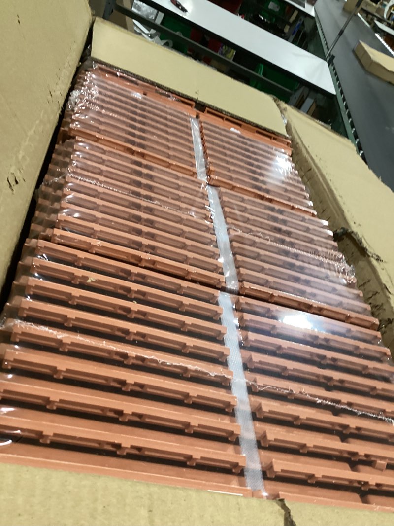 Condition photo showing New/Like New for plastic interlocking deck tiles, 36 pack outdoor patio flooring, 12"x12" interlocking decking tile outdoor all weather use, waterproof patio pavers for pool balcony backyard porch, khaki