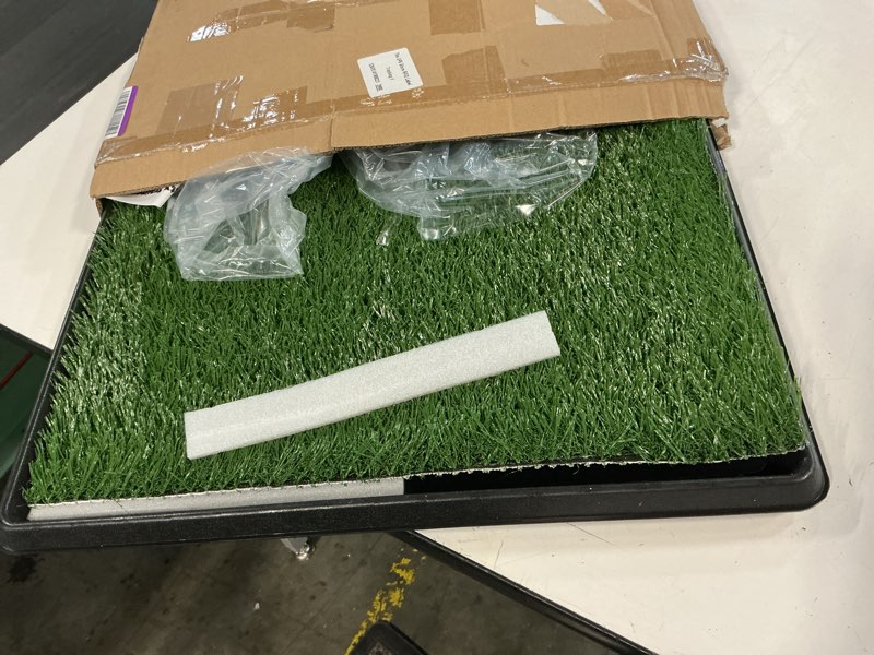 Condition photo showing Good Condition for petmaker artificial grass puppy pee pad for dogs and small pets with tray - 20x30 inches washable 3-layer reusable indoor dog potty grass training pad, easy clean pet housebreaking potty solution large 3-layer system