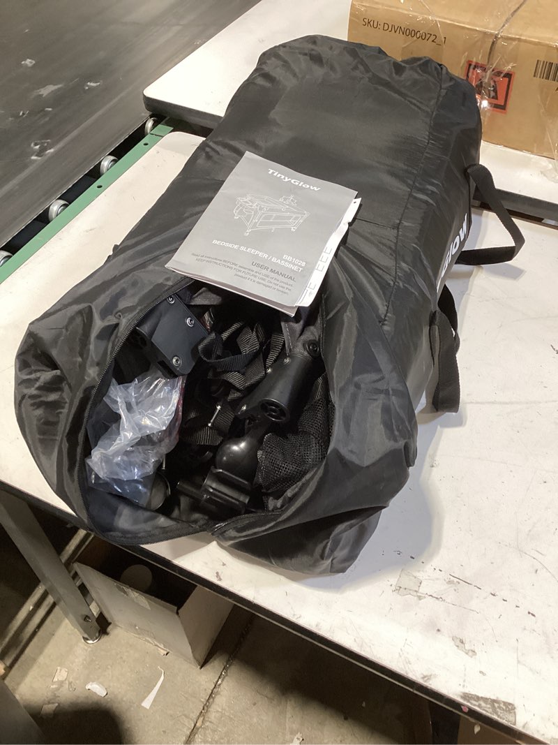 Condition photo showing Good Condition for 4 in 1 baby bassinet, pack and play, bedside crib sleeper, diaper changer, quickly assembled and folded portable crib with mattress and mosquito net, easy to carry black