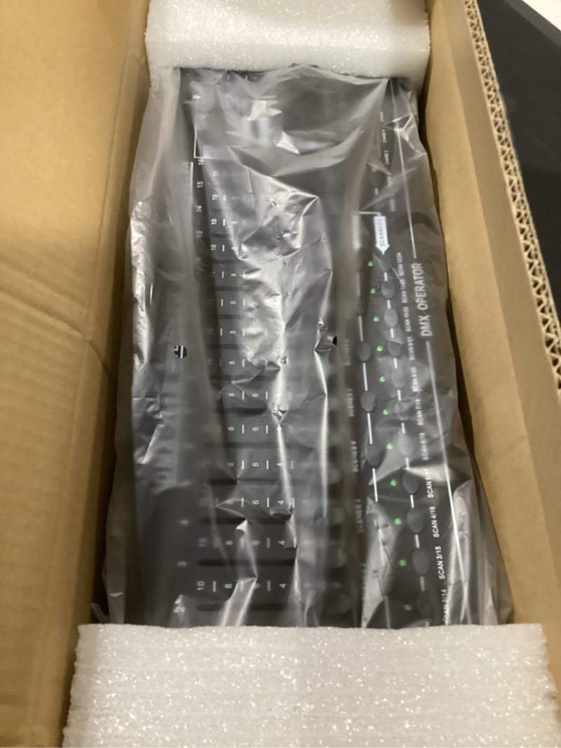 Condition photo showing New/Like New for dmx512 dj controller 384ch dmx cotroller use for program editing of bar club live lights show support 30 banks 8 scenes 24 fixtures stage lighting console s black