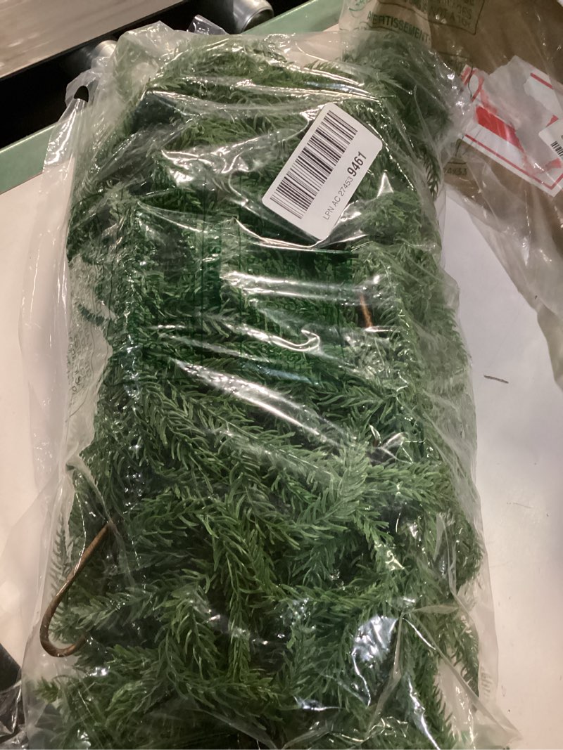 Condition photo showing Good Condition for Christmas Garland Norfolk Pine Garlands Artificial Greenery Garland for Mantle Table Fireplace Stairs Christmas Decor Garland Windows Porches Holiday Garlands Indoor Outdoor Decoration (2, 6FT) 6FT-2PCS