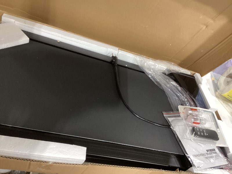 Condition photo showing As Is for walking pad treadmill for home - under desk walk pads with remote control mini running portable electric machine adjustable slim compact with 0.6-4.0mph max up 220 lbs modes for office small spaces