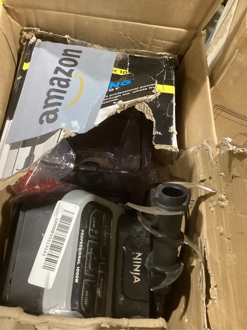 Condition photo showing As Is for Ninja BL610 Professional 72 Oz Countertop 1000-Watt Base and Total Crushing Technology for-Smoothies, Ice and Frozen Fruit, Black, Blender + Pitcher